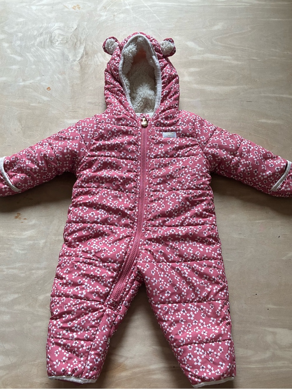 OshKosh B'gosh Pink Floral Quilted Baby Footie with Hood